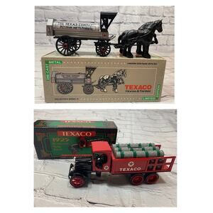LOT of 2 Texaco Die Cast Metal Trucks Horse Tanker Coin Bank #8 1925 Kenworth #9